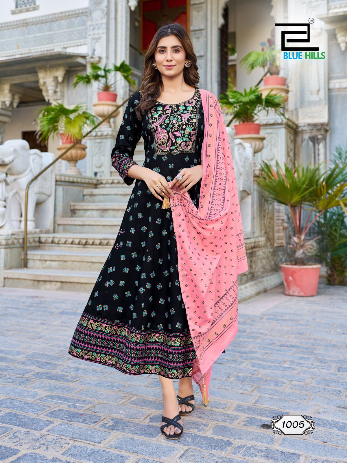 Ritu Special Vol 1 By Blue Hills Rayon Anarkali Kurtis With Dupatta Wholesale Online
